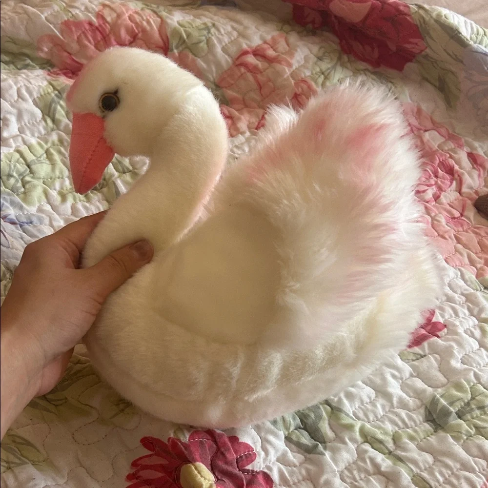 Plush White & Pink Swan Toy - Soft Small Pet Plush